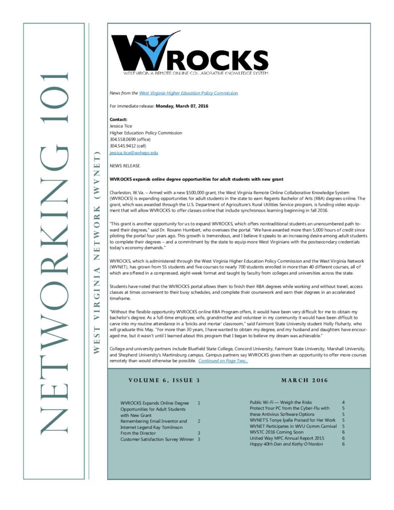 thumbnail of WVNET Newsletter March 2016