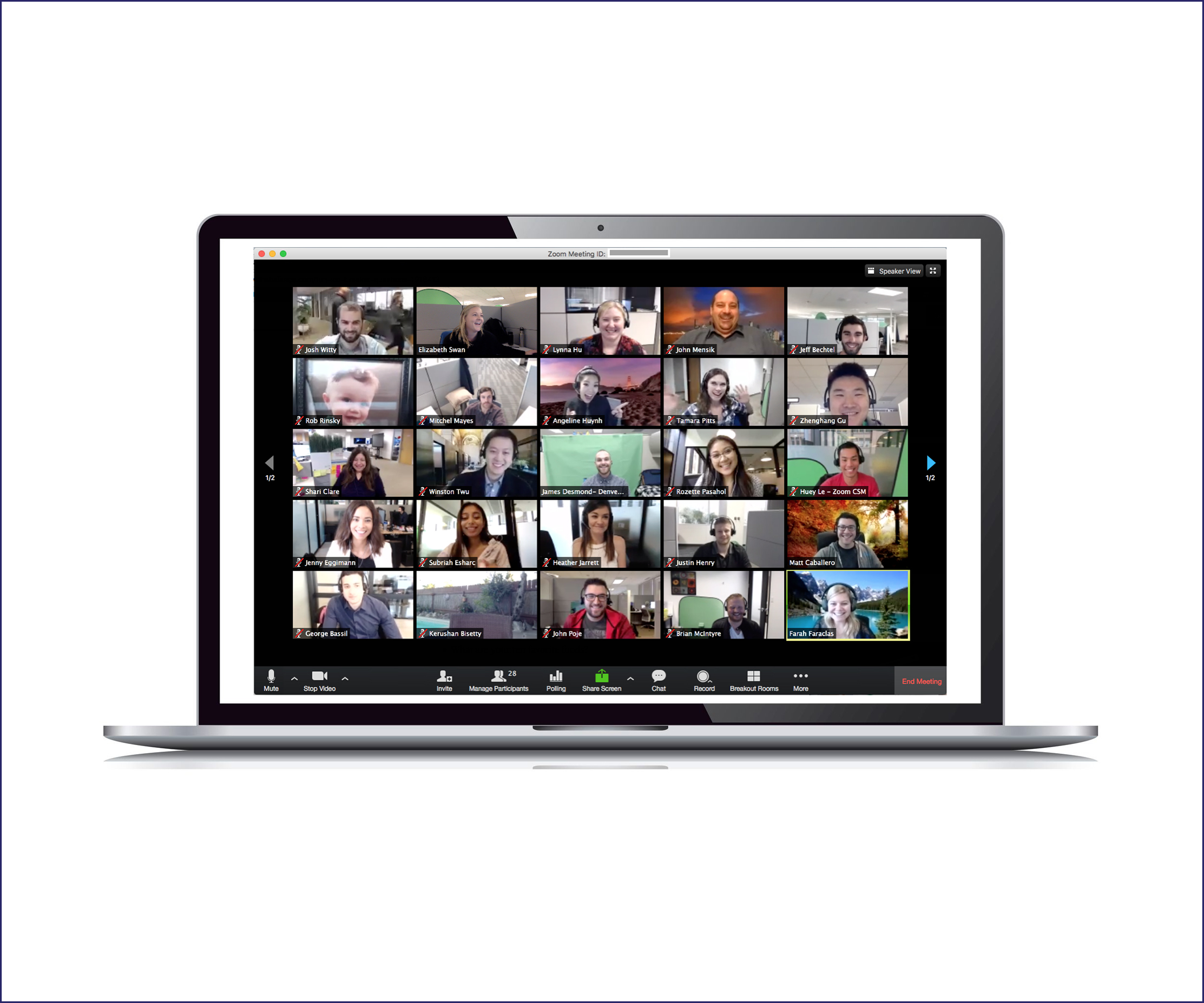 Photo of a Zoom meeting on a laptop